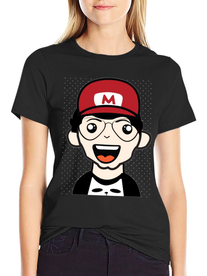 Cartoon Character T-Shirt - Nerd With Red Hat