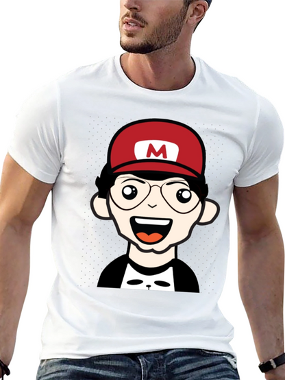 Cartoon Character T-Shirt - Nerd With Red Hat