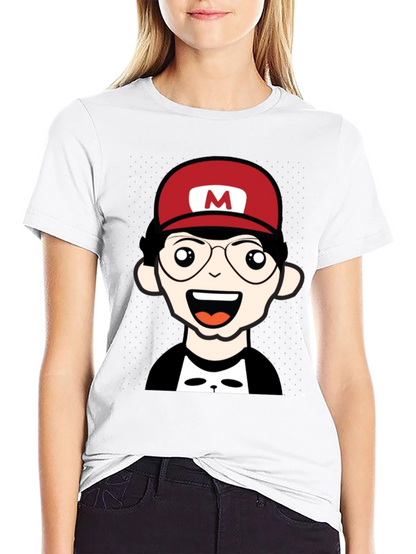 Cartoon Character T-Shirt - Nerd With Red Hat