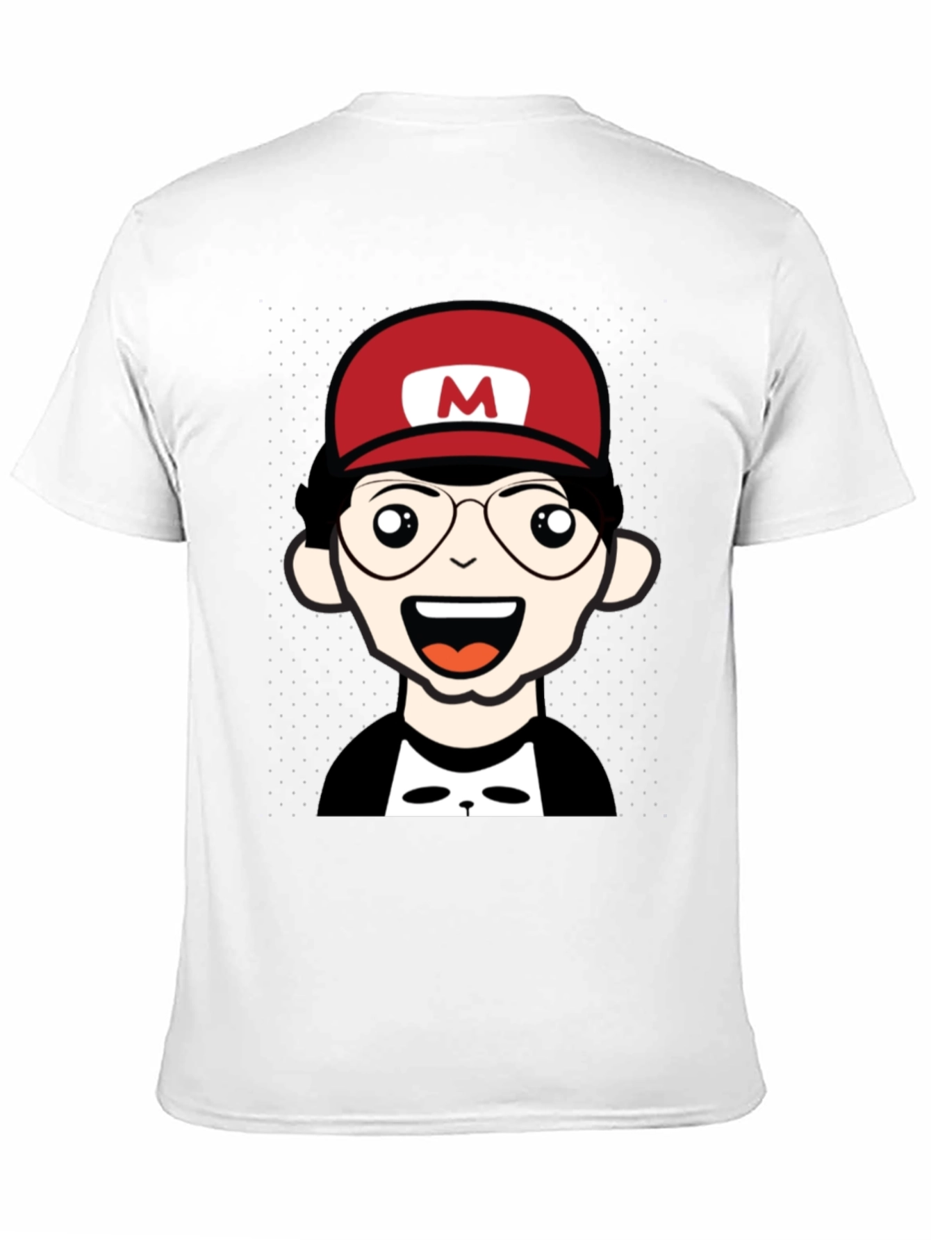 Cartoon Character T-Shirt - Nerd With Red Hat