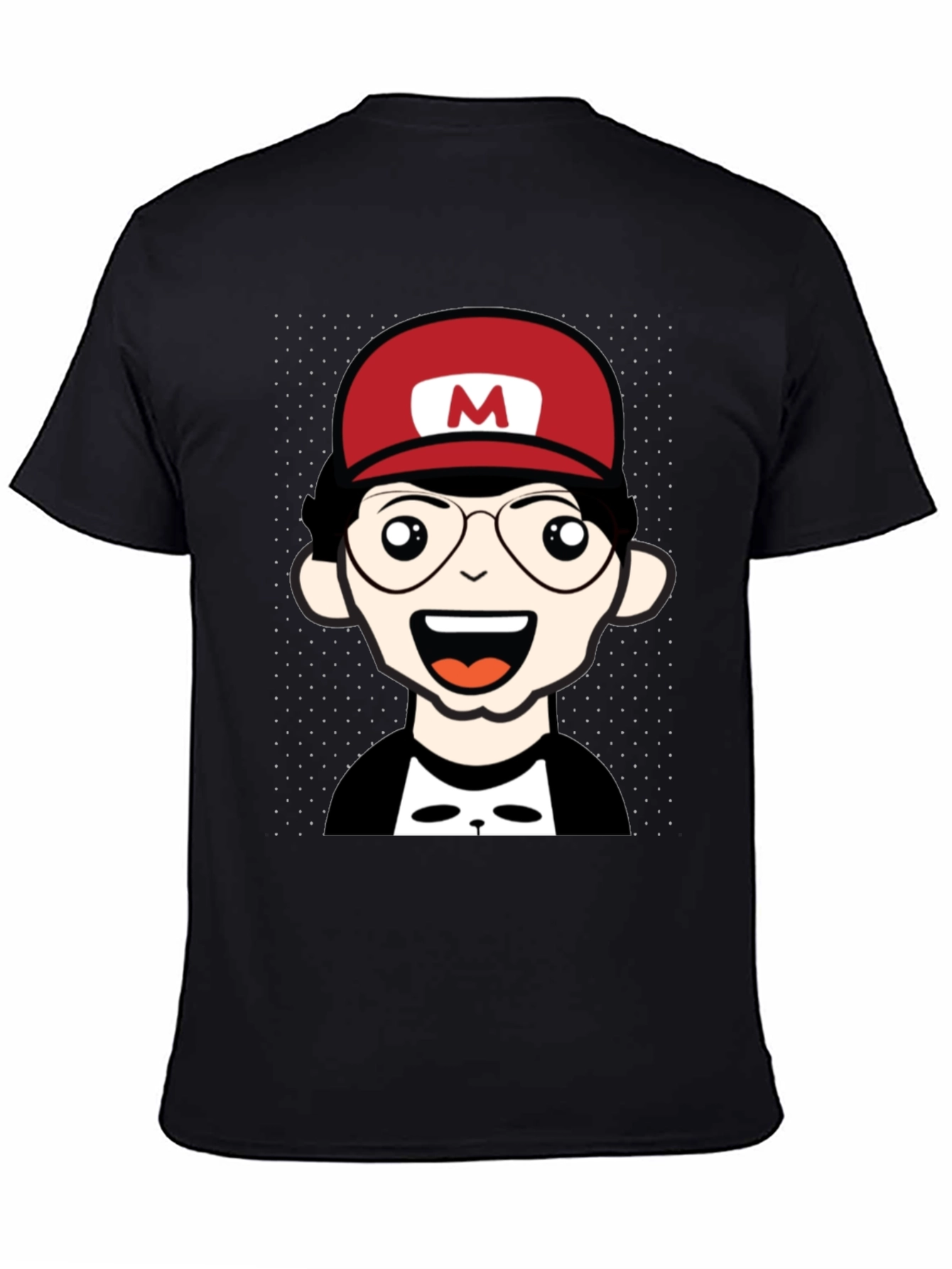 Cartoon Character T-Shirt - Nerd With Red Hat