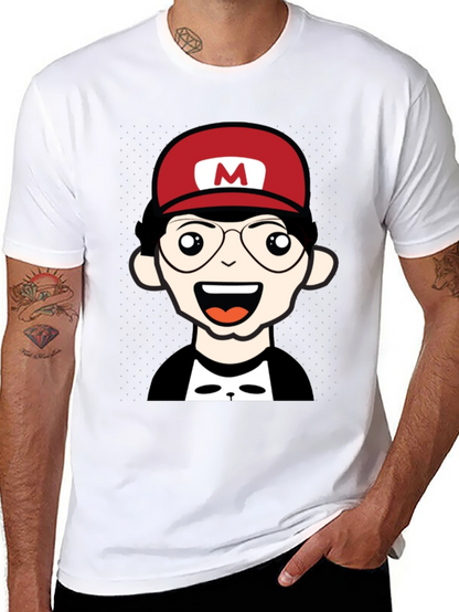 Cartoon Character T-Shirt - Nerd With Red Hat