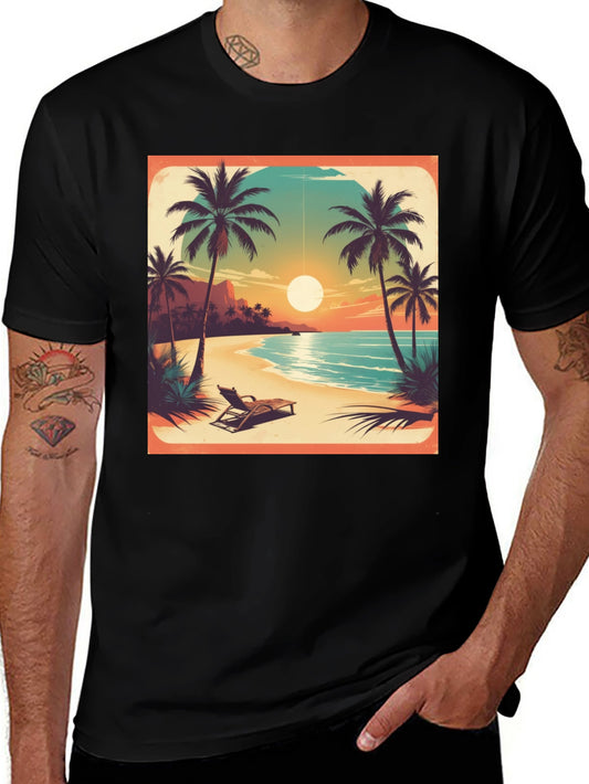 Tropical Beach Sunset Graphic Tee