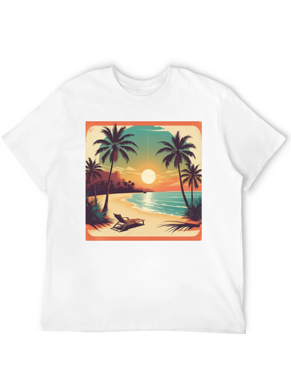 Tropical Beach Sunset Graphic Tee