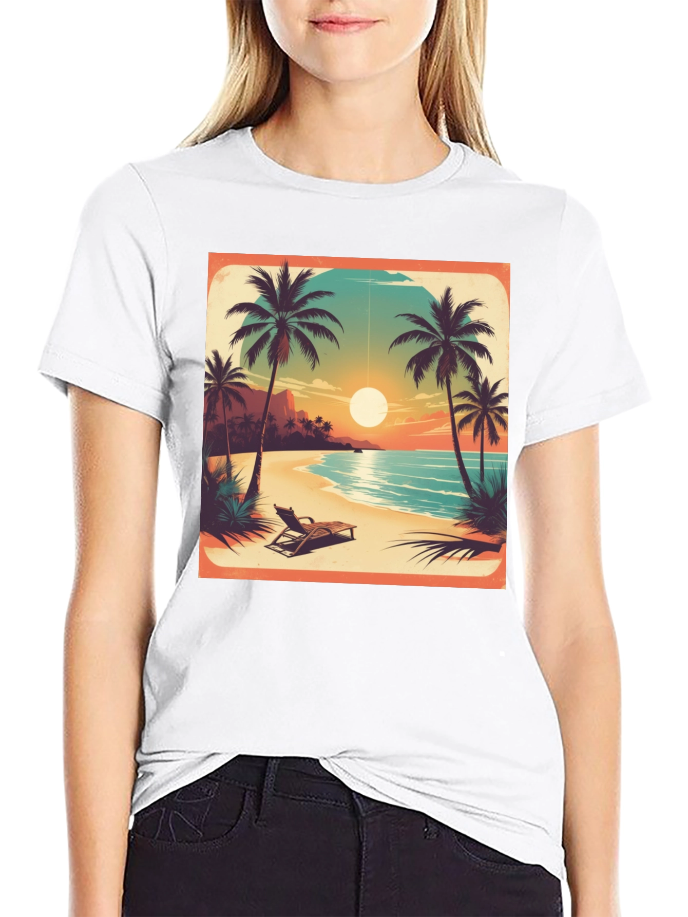 Tropical Beach Sunset Graphic Tee