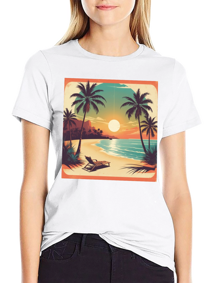 Tropical Beach Sunset Graphic Tee