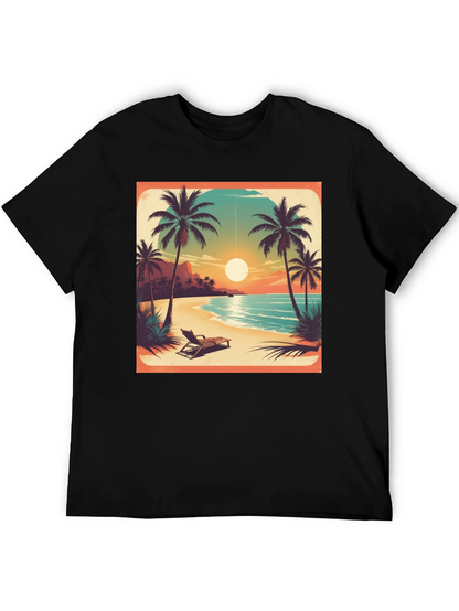 Tropical Beach Sunset Graphic Tee