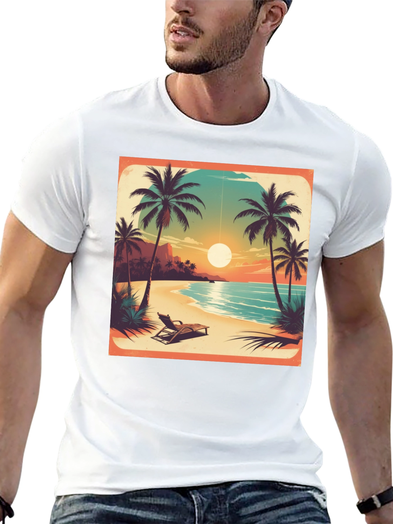 Tropical Beach Sunset Graphic Tee