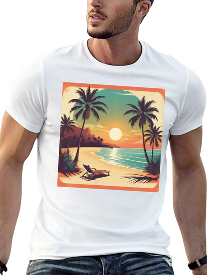 Tropical Beach Sunset Graphic Tee