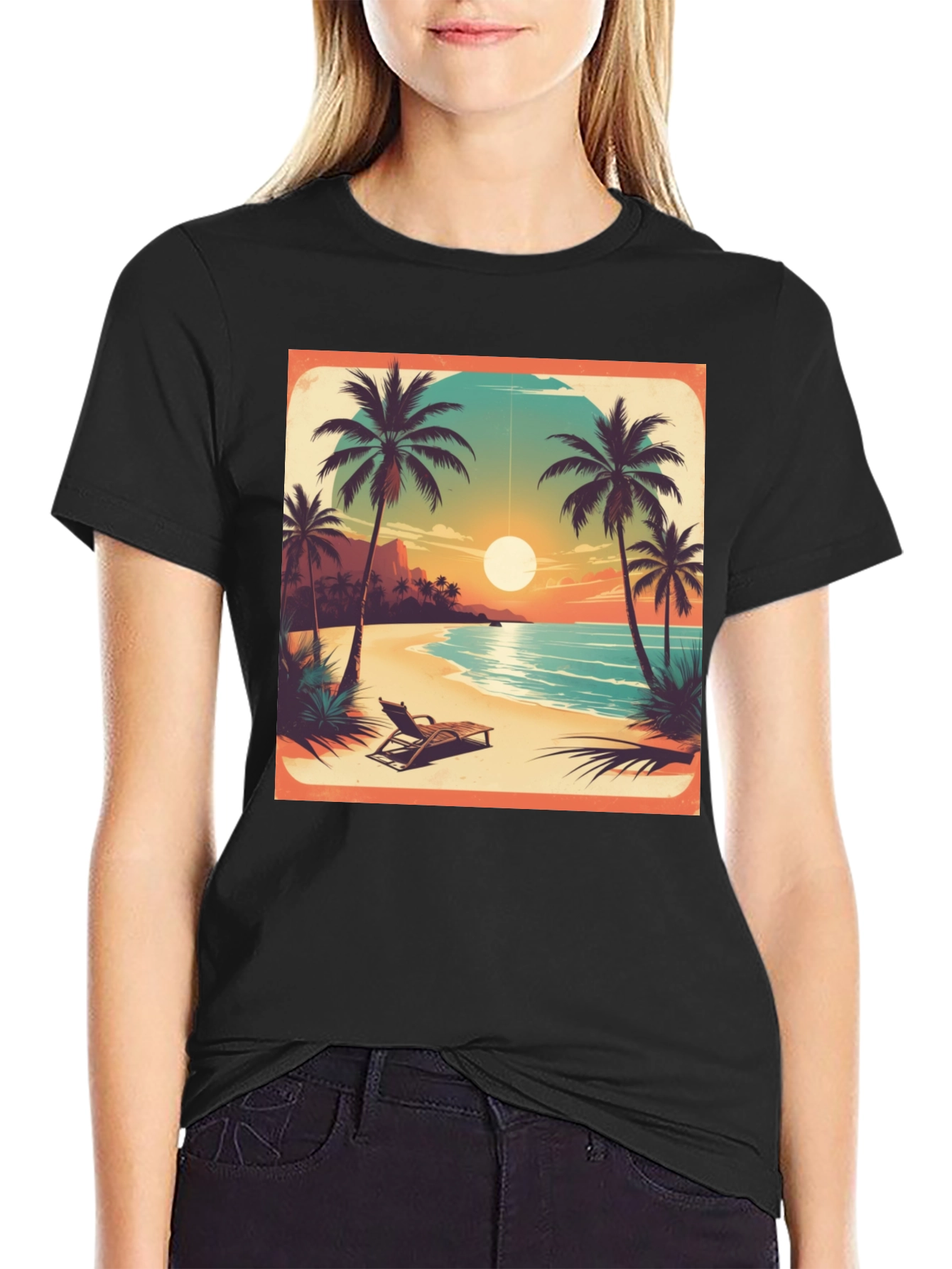 Tropical Beach Sunset Graphic Tee