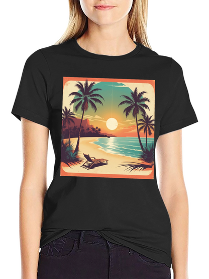 Tropical Beach Sunset Graphic Tee
