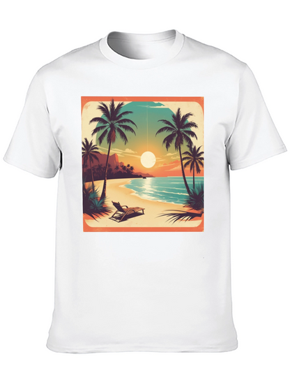Tropical Beach Sunset Graphic Tee