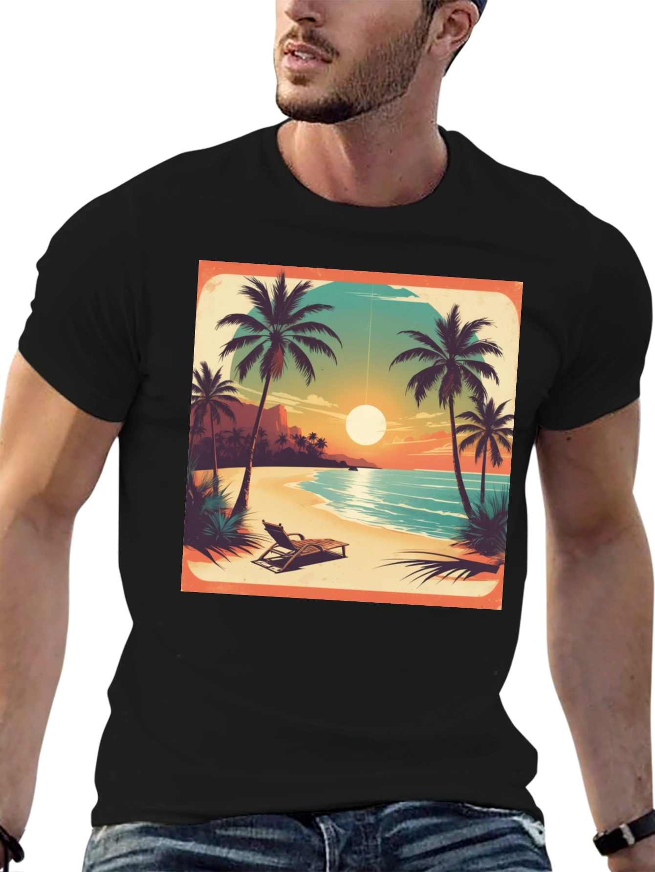 Tropical Beach Sunset Graphic Tee