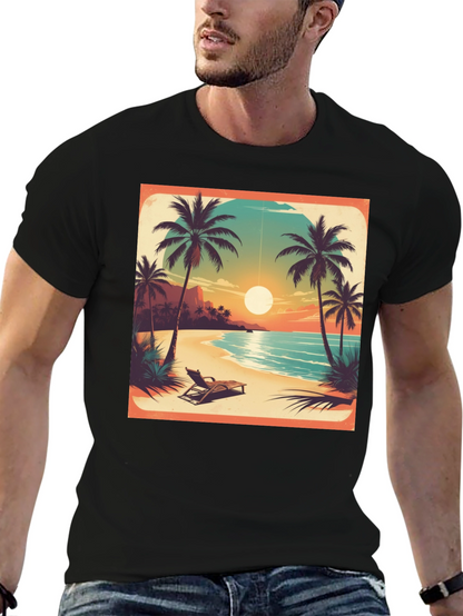Tropical Beach Sunset Graphic Tee