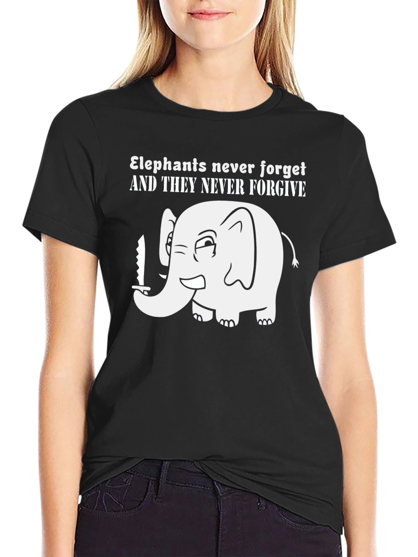 Elephant Never Forgets Funny Graphic Tee