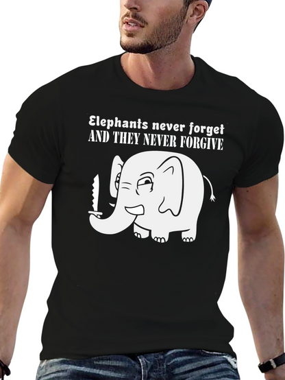 Elephant Never Forgets Funny Graphic Tee