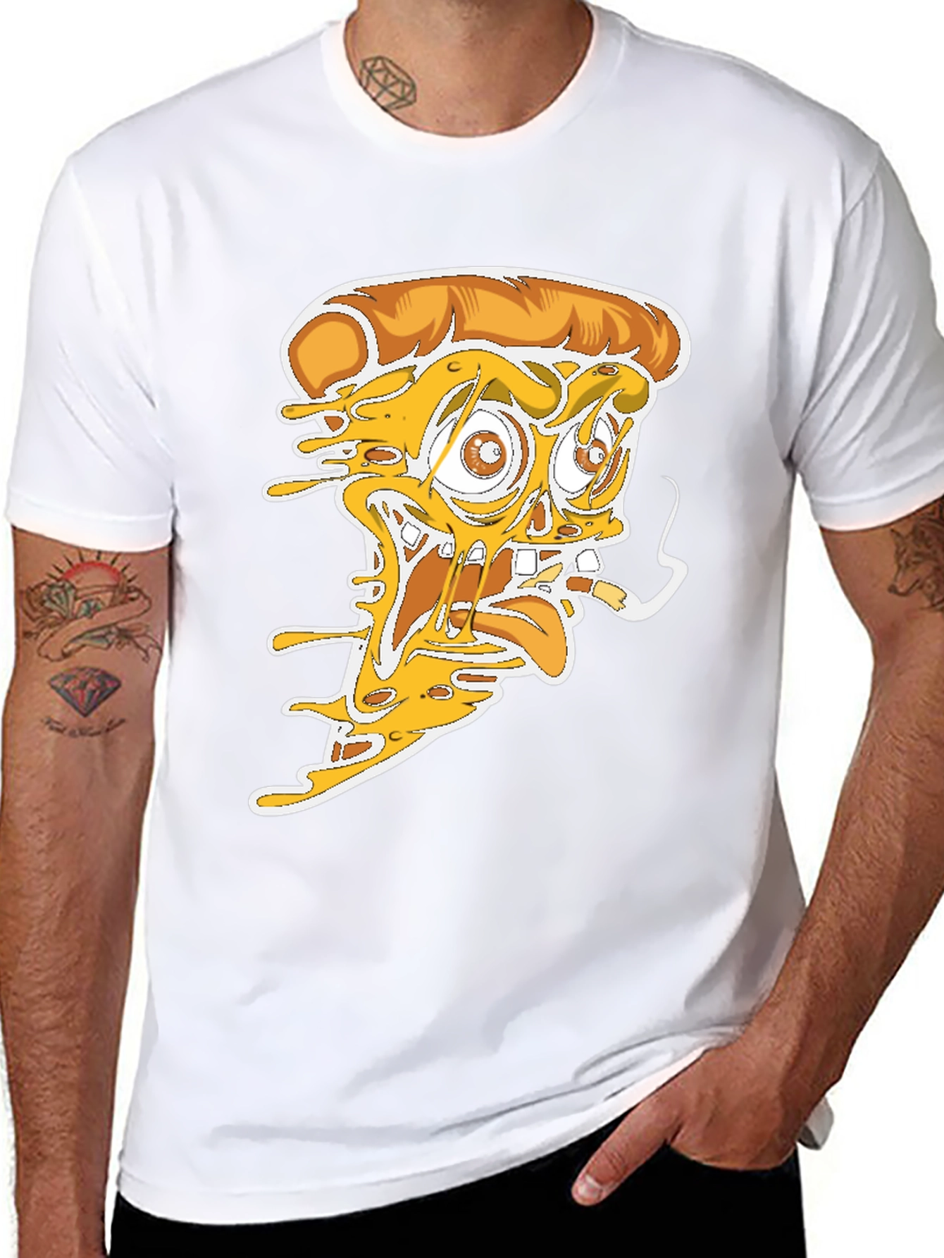 Pizza Graphic Tee - Crazy Pizza Slice Design