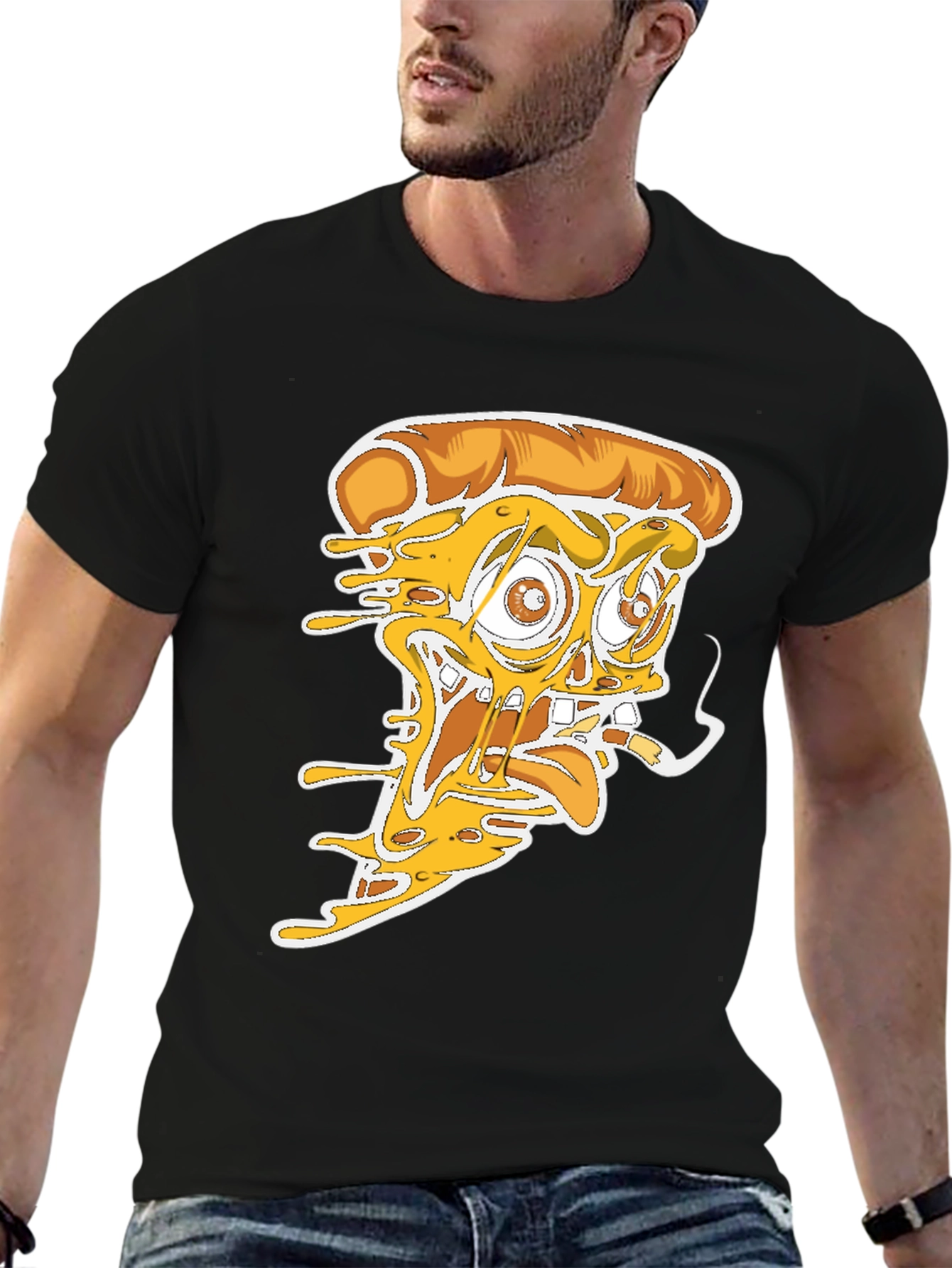 Pizza Graphic Tee - Crazy Pizza Slice Design