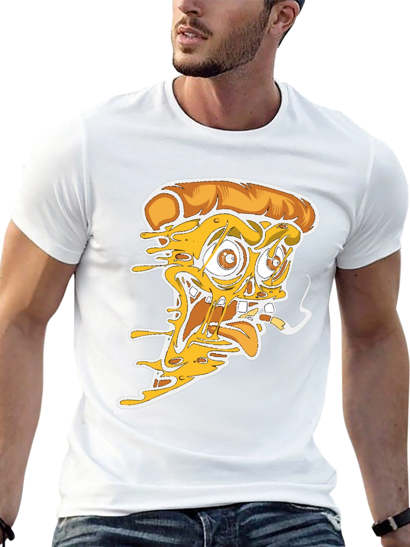 Pizza Graphic Tee - Crazy Pizza Slice Design