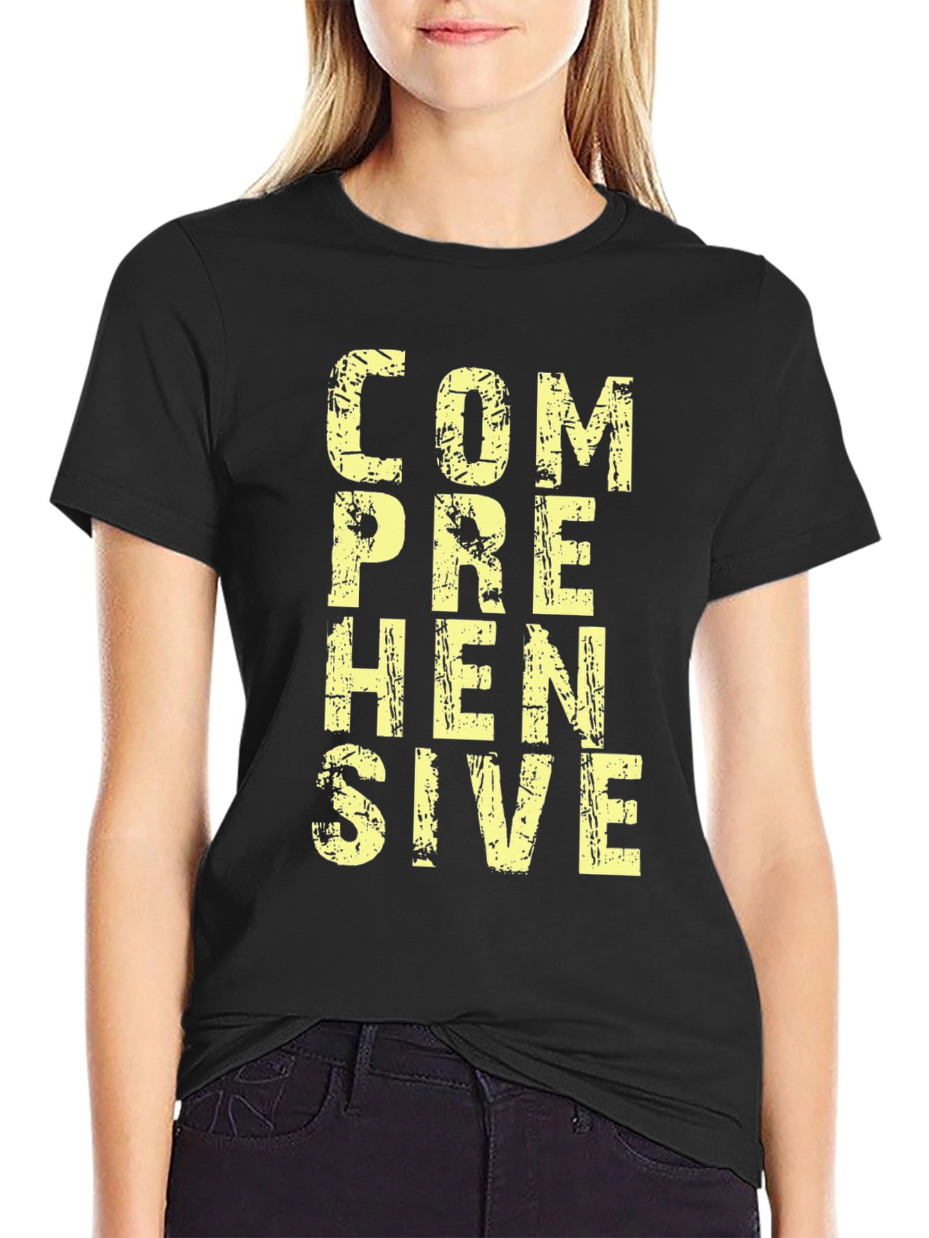Comprehensive Graphic T-Shirt - Mens Black Cotton Tee