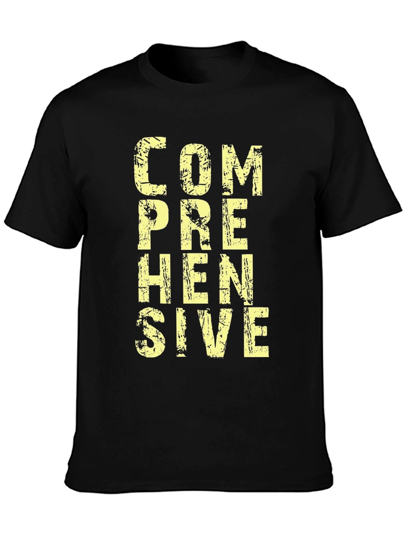 Comprehensive Graphic T-Shirt - Mens Black Cotton Tee