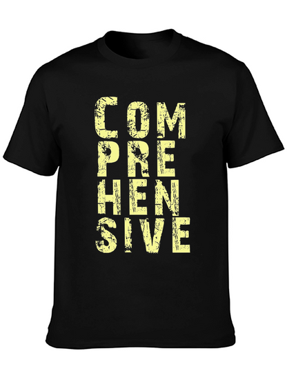 Comprehensive Graphic T-Shirt - Mens Black Cotton Tee