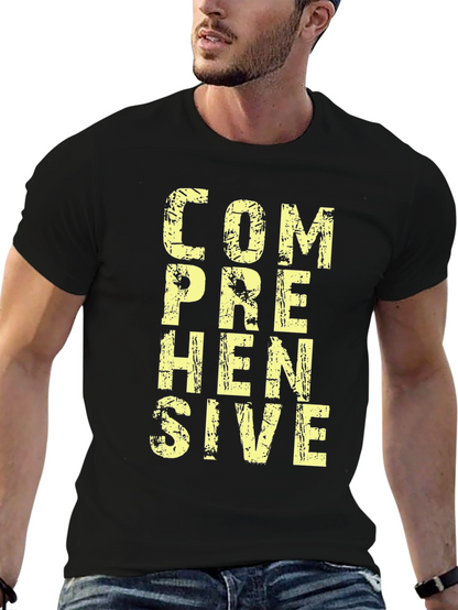 Comprehensive Graphic T-Shirt - Mens Black Cotton Tee