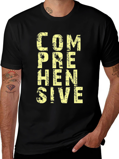 Comprehensive Graphic T-Shirt - Mens Black Cotton Tee