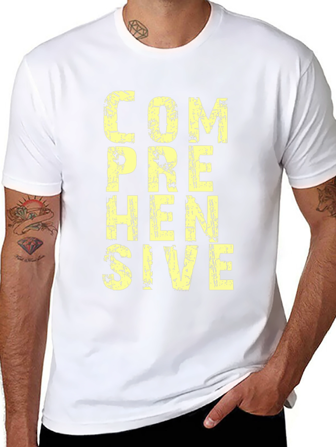 Comprehensive Graphic T-Shirt - Mens Black Cotton Tee