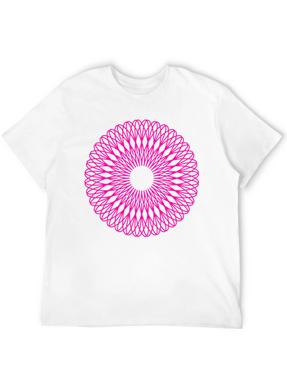 Abstract Pink Mandala Graphic Black T-Shirt