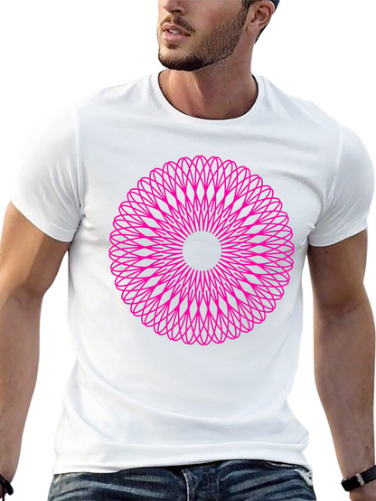 Abstract Pink Mandala Graphic Black T-Shirt