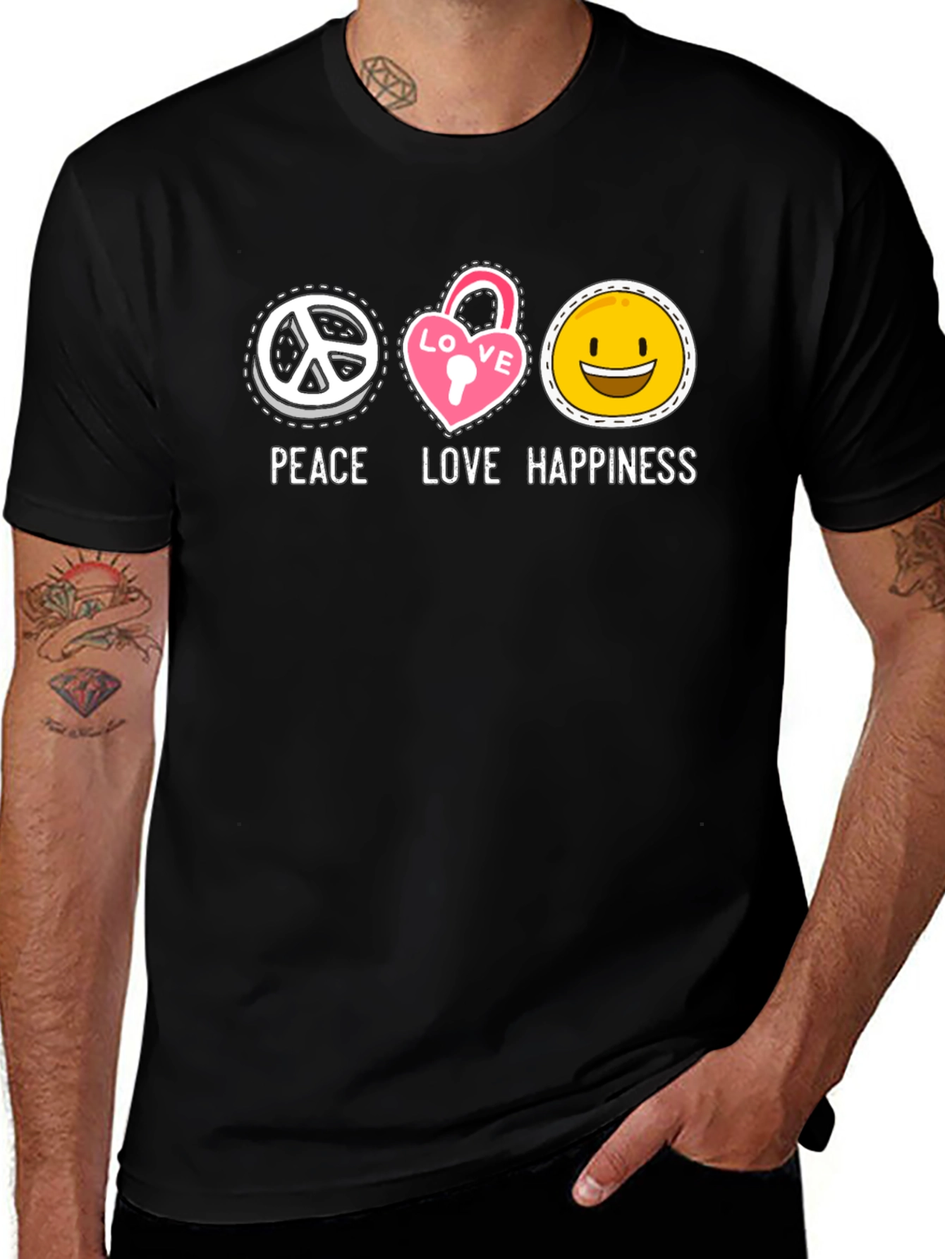 Peace Love Happiness Graphic Tee