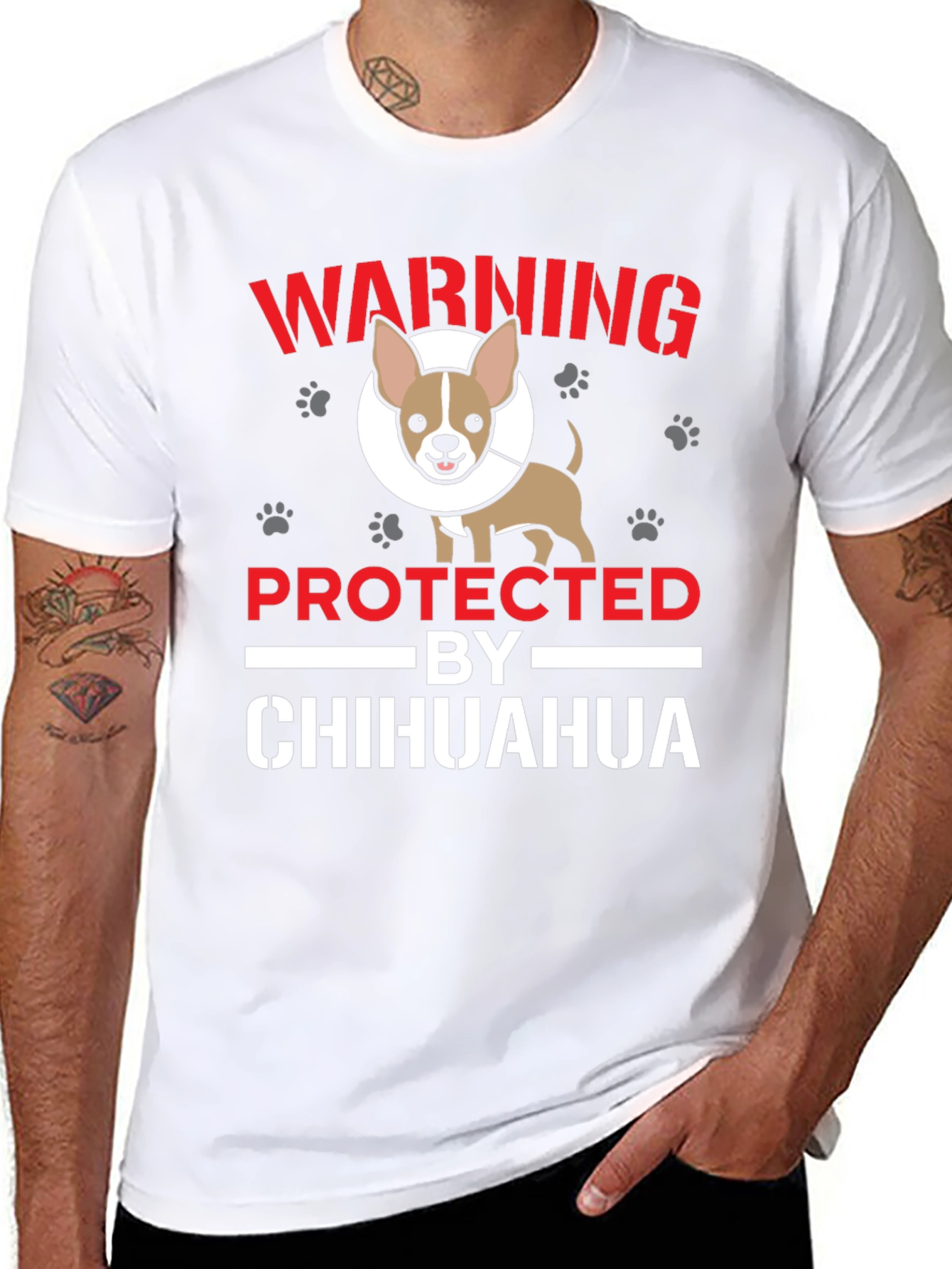 Warning Protected by Chihuahua T-Shirt