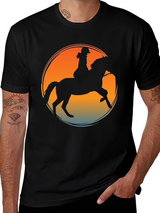 Equestrian Sunset T-Shirt - Horse Riding Silhouette Tee