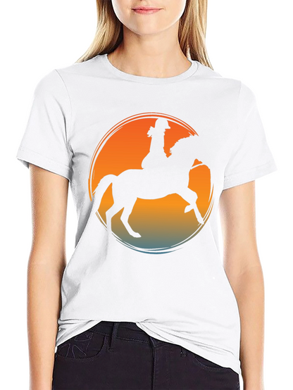 Equestrian Sunset T-Shirt - Horse Riding Silhouette Tee