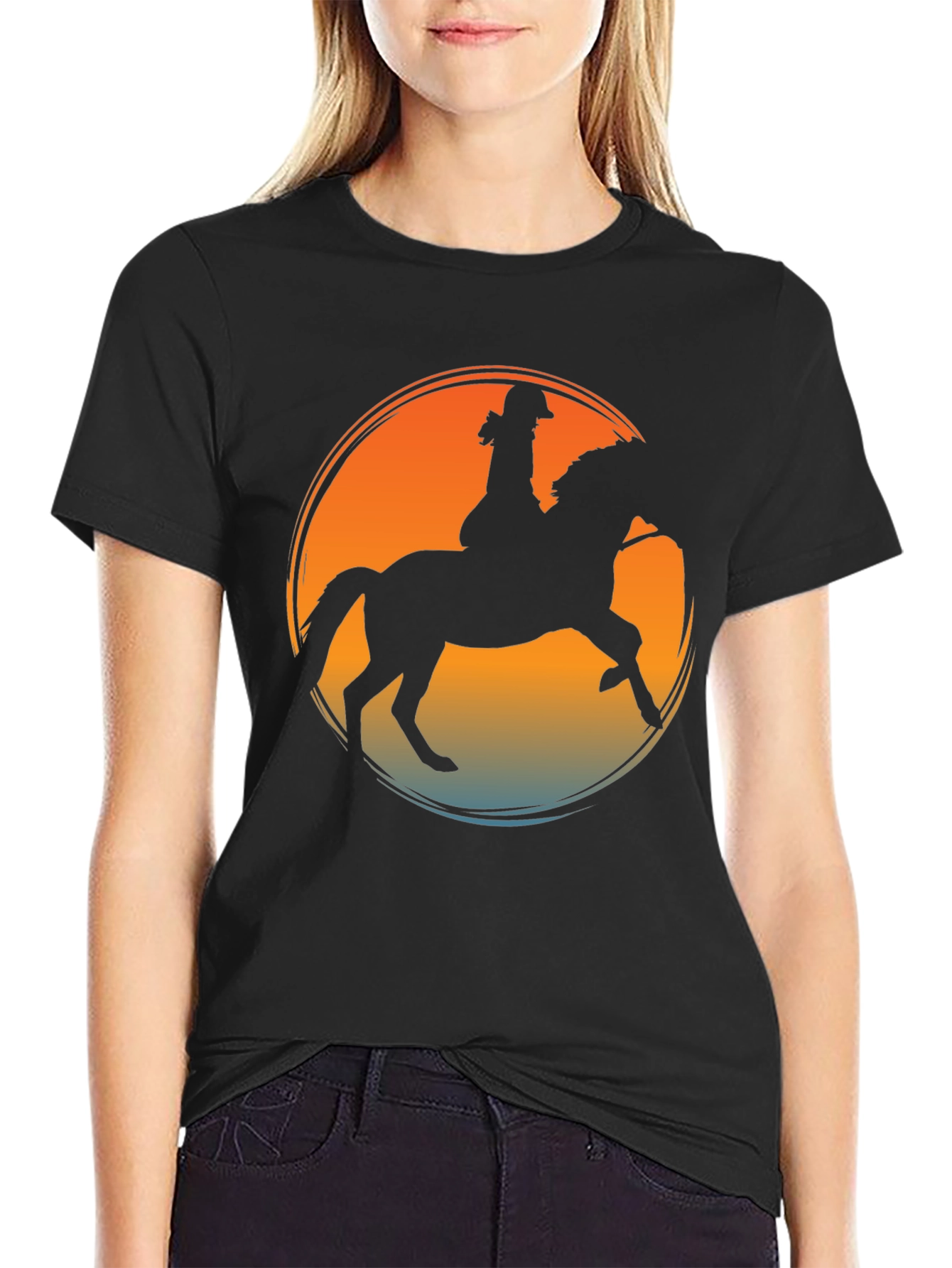 Equestrian Sunset T-Shirt - Horse Riding Silhouette Tee
