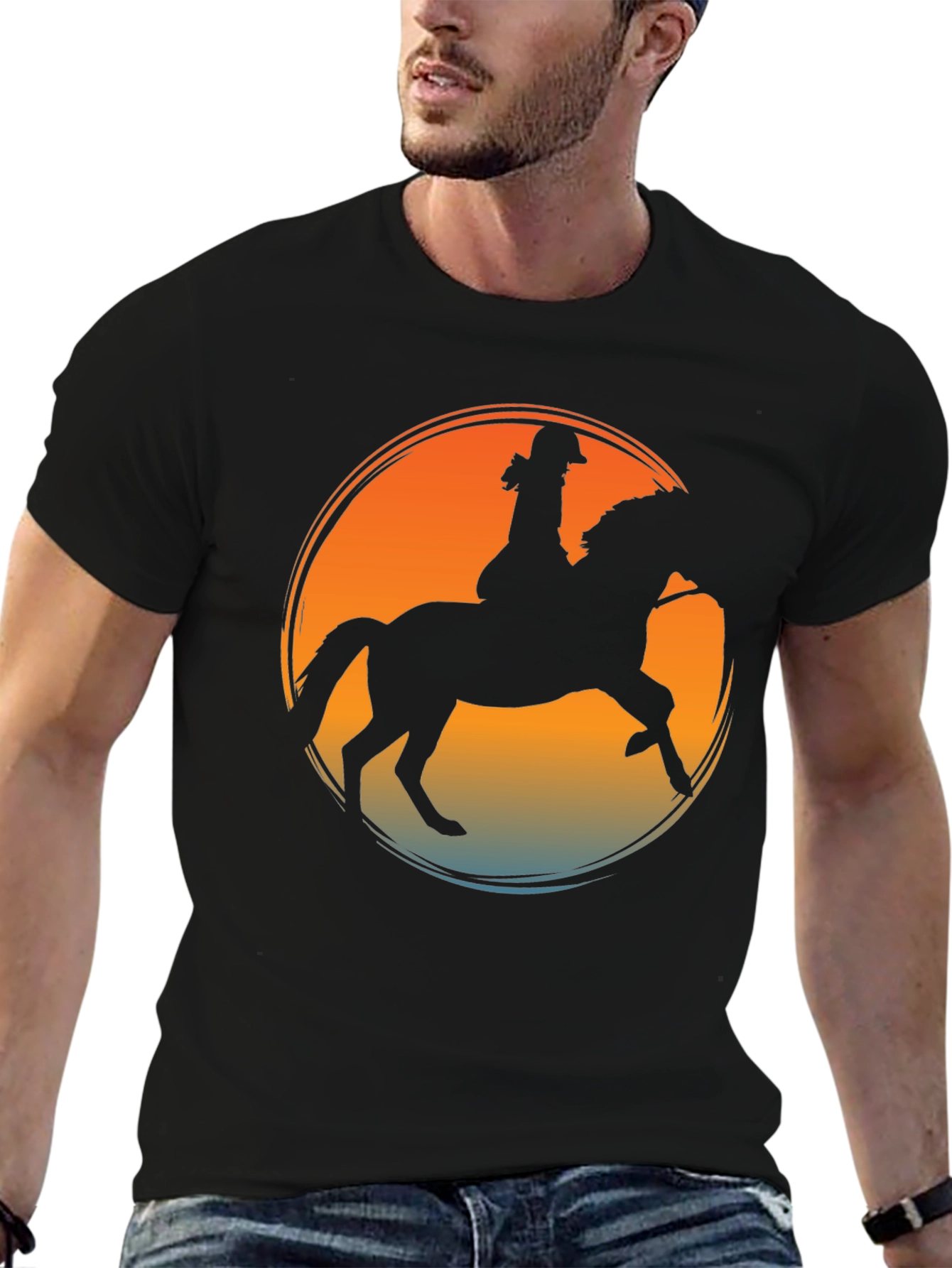Equestrian Sunset T-Shirt - Horse Riding Silhouette Tee