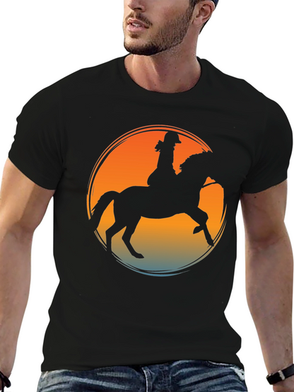 Equestrian Sunset T-Shirt - Horse Riding Silhouette Tee