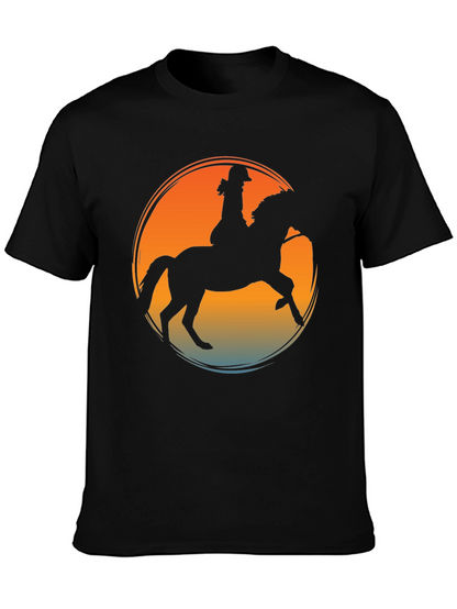 Equestrian Sunset T-Shirt - Horse Riding Silhouette Tee