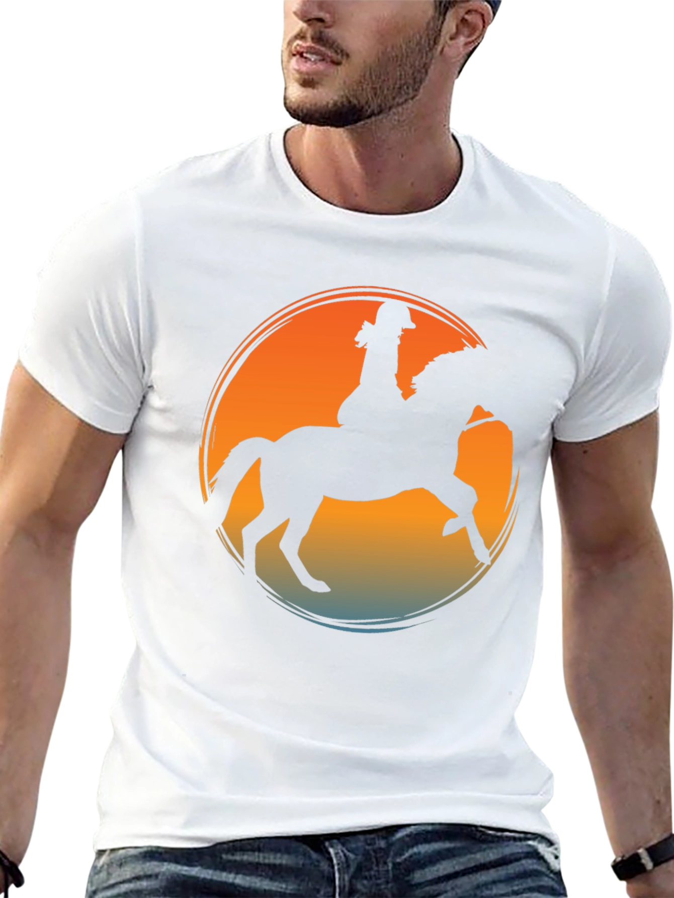 Equestrian Sunset T-Shirt - Horse Riding Silhouette Tee