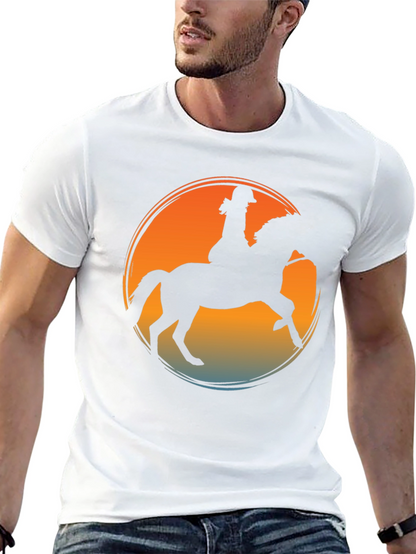 Equestrian Sunset T-Shirt - Horse Riding Silhouette Tee