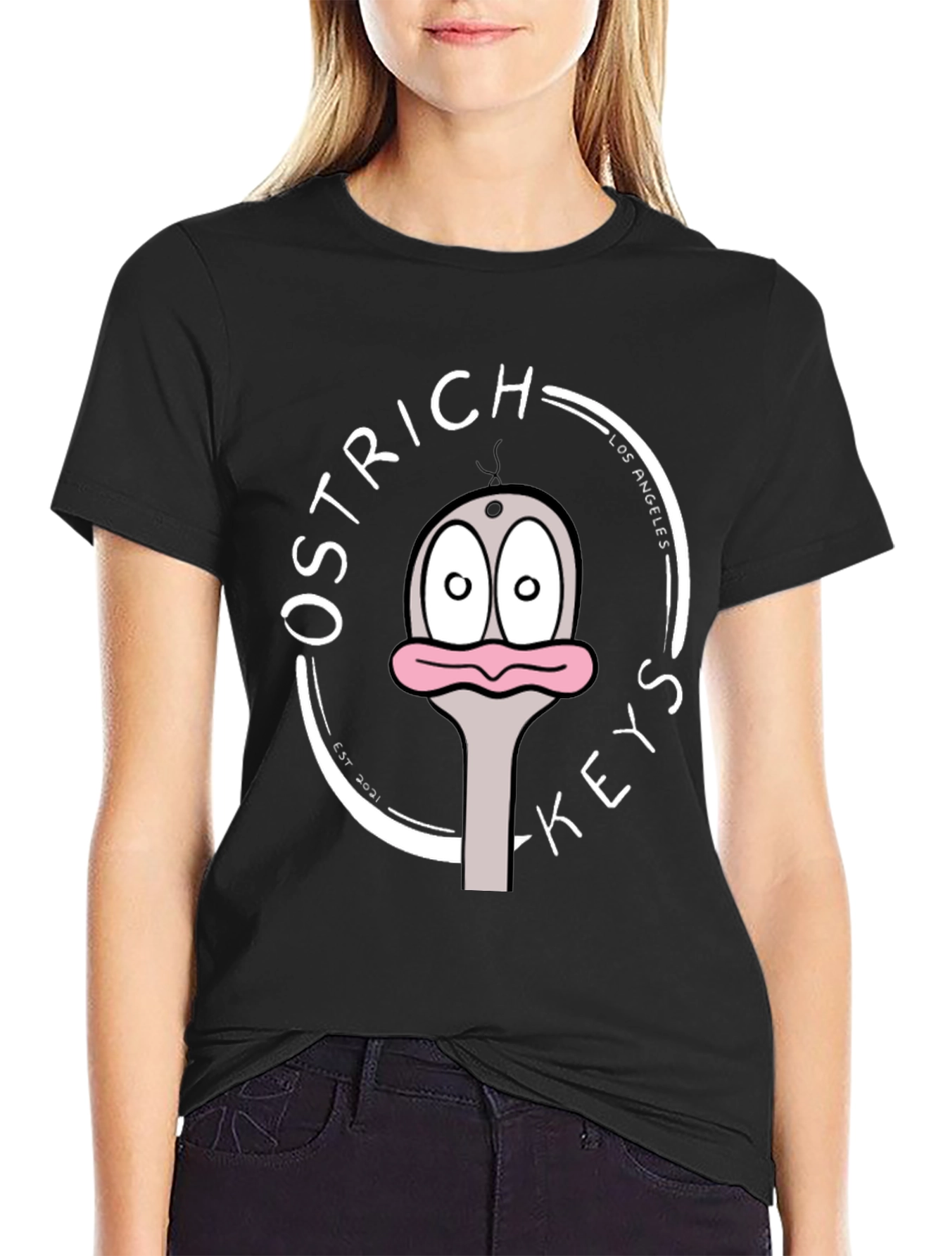 Ostrich Keys Black Graphic T-Shirt