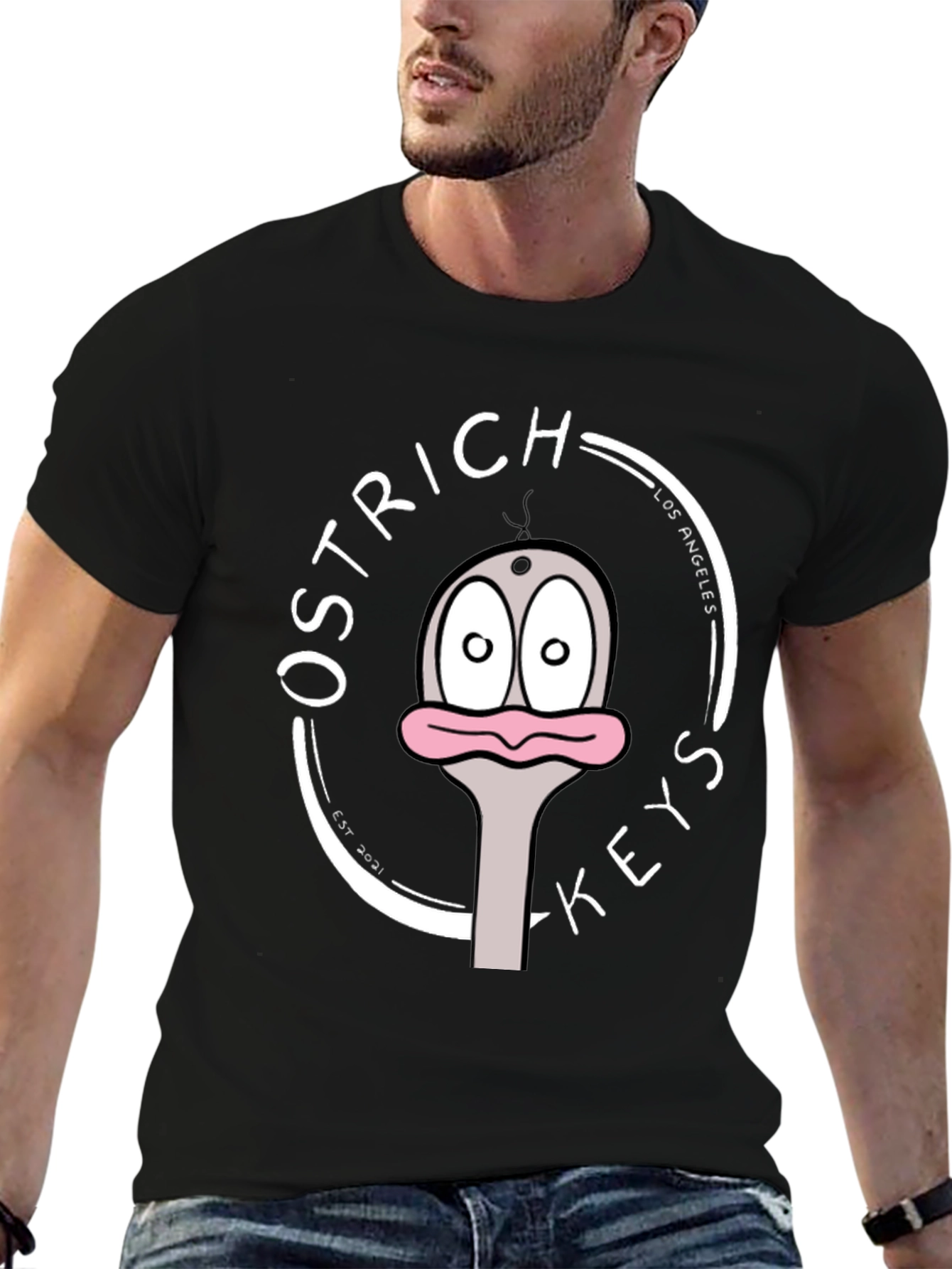 Ostrich Keys Black Graphic T-Shirt