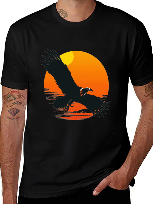 Eagle Sunset Graphic T-Shirt - Black