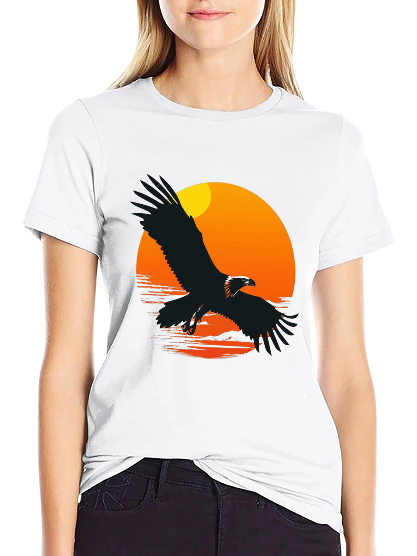 Eagle Sunset Graphic T-Shirt - Black