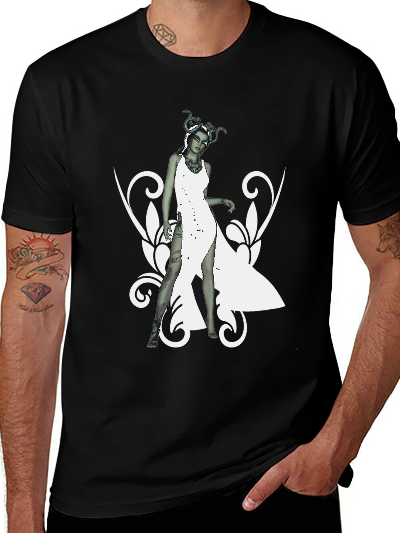 Medusa Graphic Print Black T-Shirt