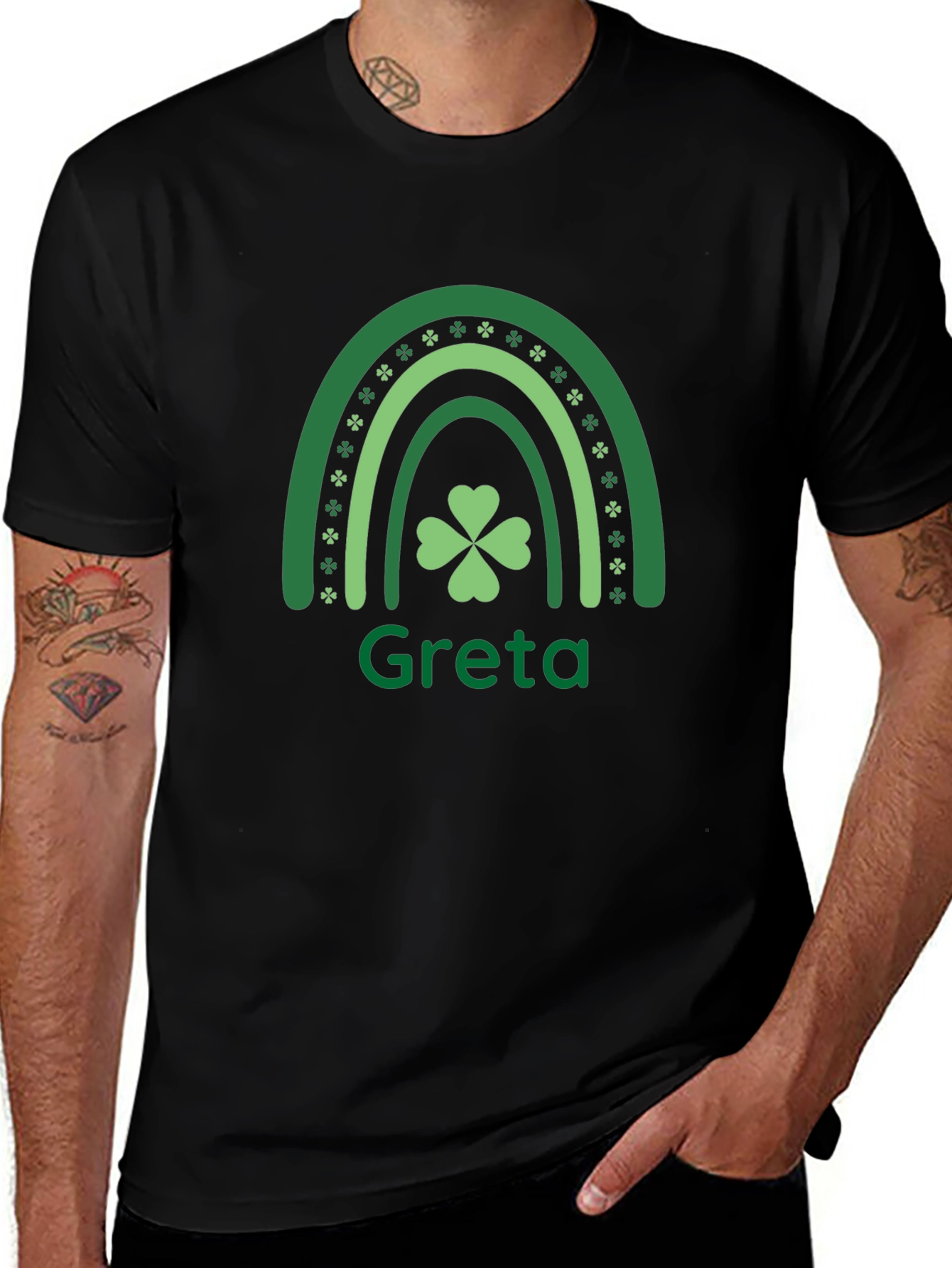 Greta St. Patricks Day Shamrock Rainbow T-Shirt