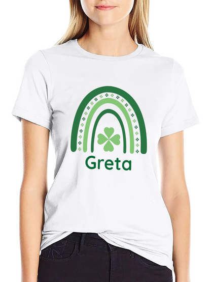 Greta St. Patricks Day Shamrock Rainbow T-Shirt