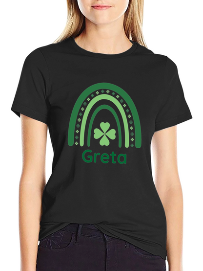 Greta St. Patricks Day Shamrock Rainbow T-Shirt