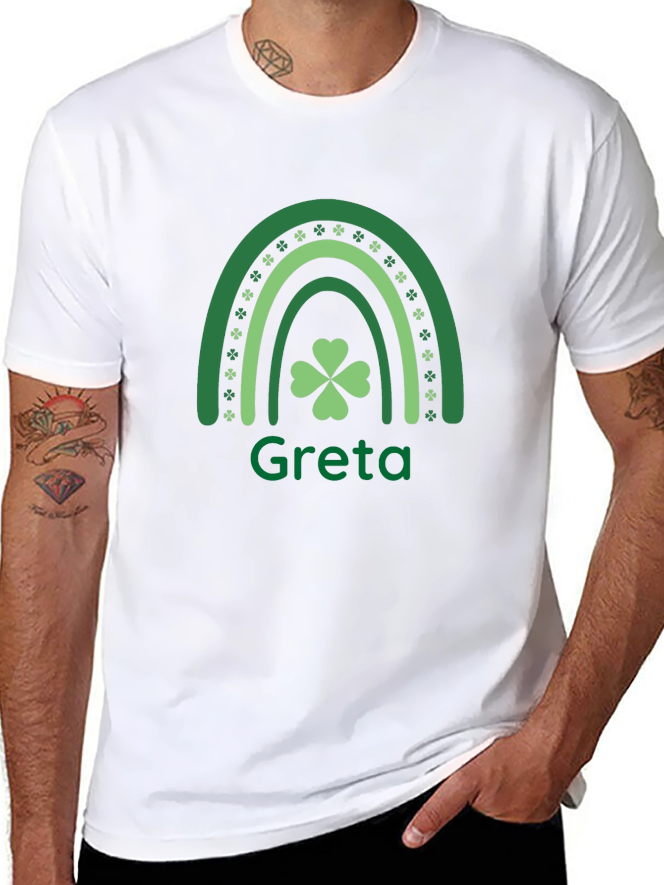 Greta St. Patricks Day Shamrock Rainbow T-Shirt